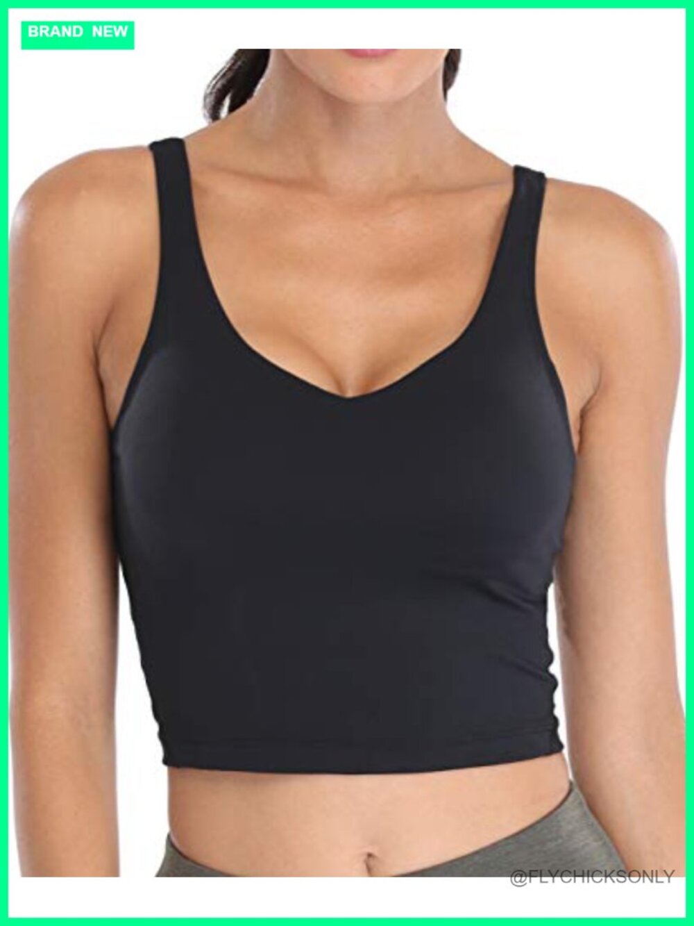 Womens Longline Sports Bra Padded Crop Yoga Tank Top